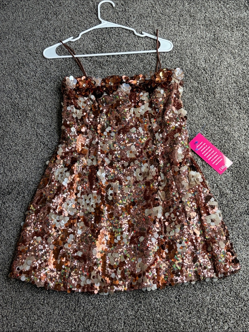 Marchesa Rose Gold Sequin Mini Dress